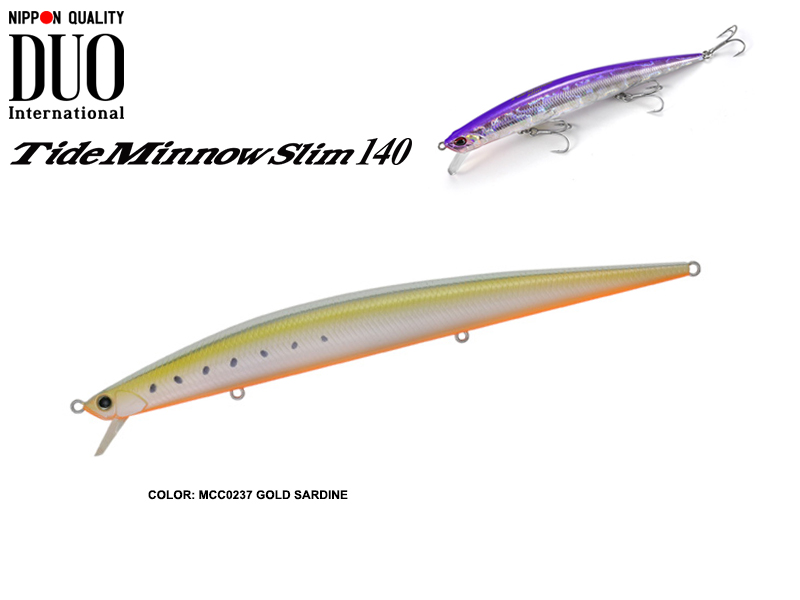 DUO Tide Minnow Slim 140 Lures (Length: 140mm, Weight: 18g, Model: MCC0237 Gold Sardine)