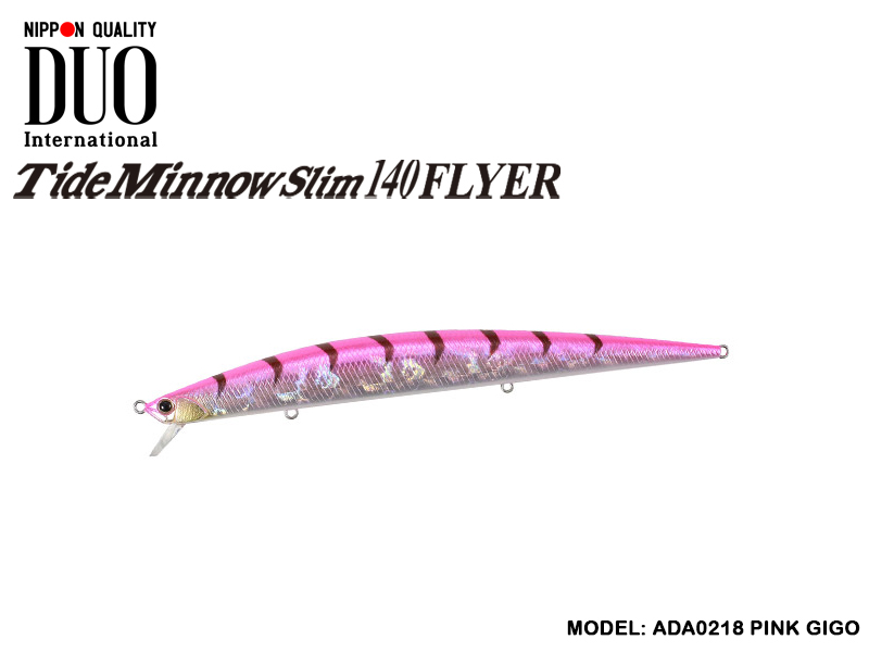 DUO Slim Tide Minnow 140 Flyer Lures (Length: 140mm, Weight: 21g, Model: ADA0218 Pink Gigo)