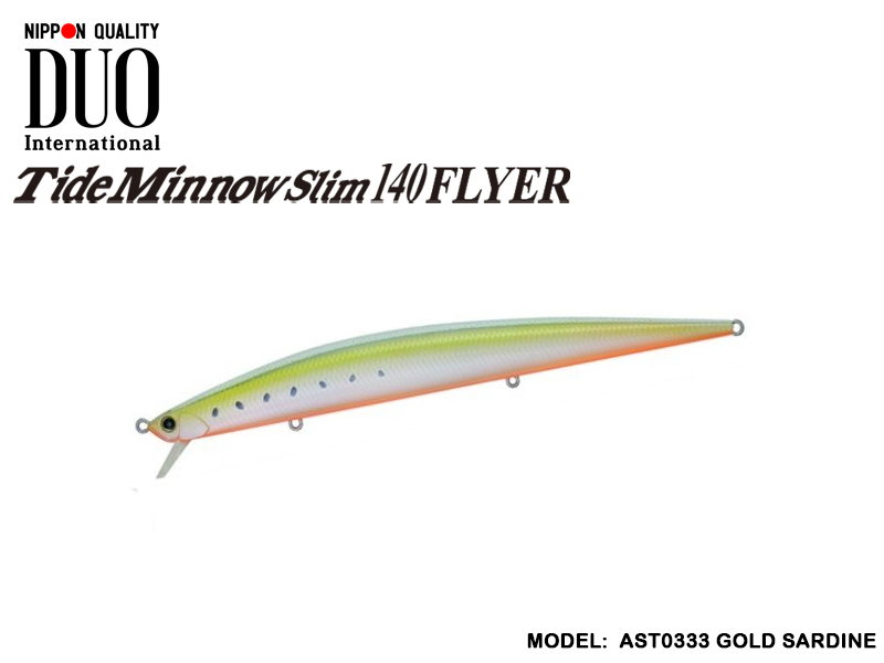 DUO Slim Tide Minnow 140 Flyer Lures (Length: 140mm, Weight: 21g, Model: AST0333 Gold Sardine)