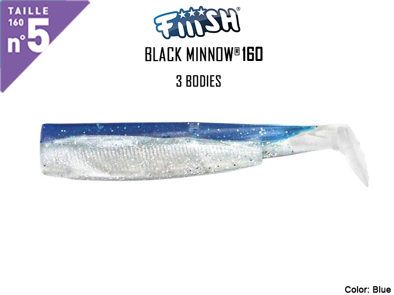 FIIISH Black Minnow 160 Bodies - 3 Bodies Pack ( Color: Blue, Pack: 3pcs)