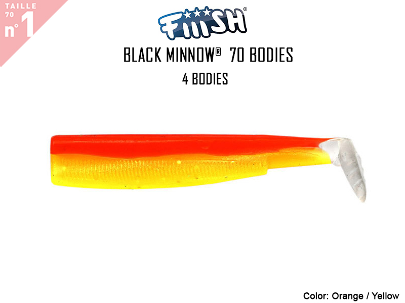 FIIISH Black Minnow 70 Bodies - 4 Bodies Pack ( Color: Orange/Yellow, Pack: 4pcs)