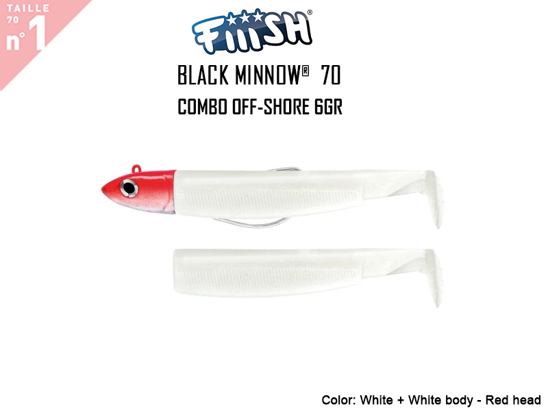 FIIISH Black Minnow 70 Combo Off Shore (Weight: 6gr, Color: White + White body - Red head)