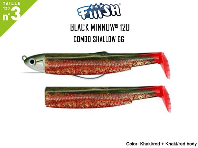 FIIISH Black Minnow 120 - Combo Shallow (Weight: 6gr, Color: Khaki/red + Khaki/red body)