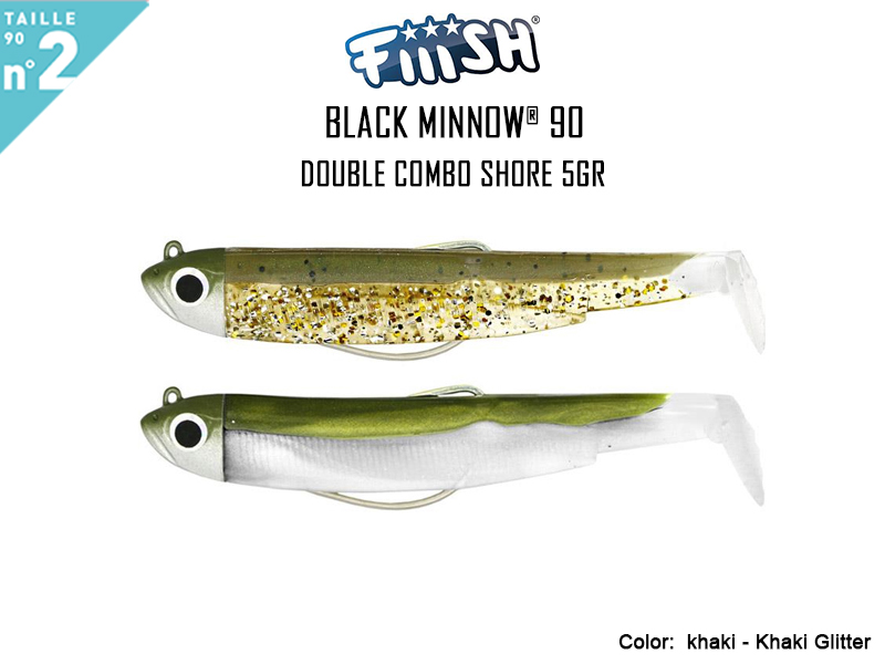 FIIISH Black Minnow 90 - Double Combo Shore (Weight: 5gr, Color: Khaki - Khaki Glitter)