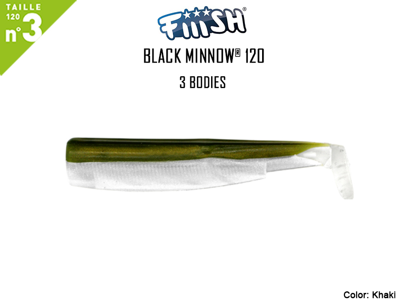 FIIISH Black Minnow 120 Bodies - 3 Bodies Pack (Color: Khaki, Pack: 3pcs)