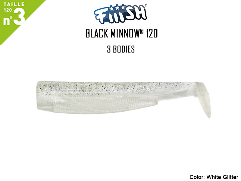 FIIISH Black Minnow 120 Bodies - 3 Bodies Pack (Color: White Glitter, Pack: 3pcs)