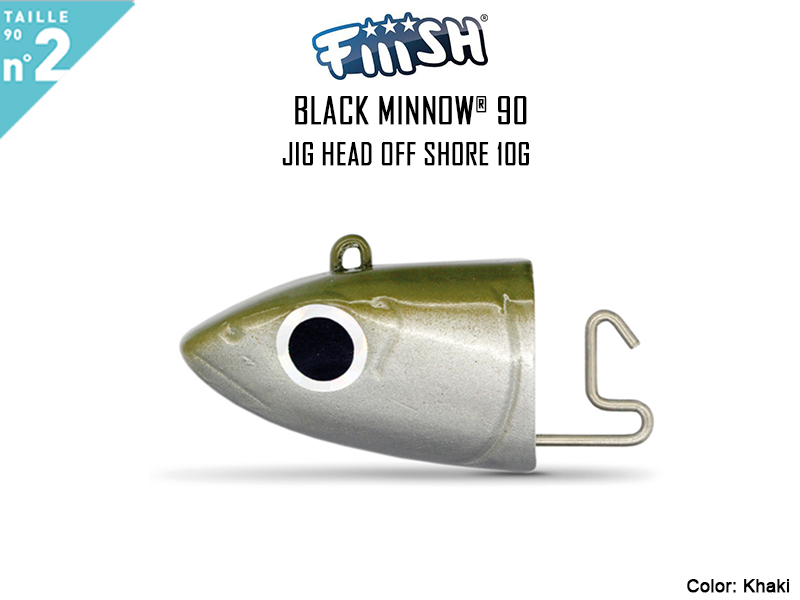 FIIISH Black Minnow 90 Jig Head Off Shore (Weight: 10gr, Color: Khaki, Pack: 2pcs)