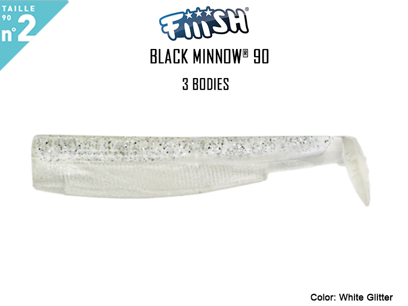 FIIISH Black Minnow 90 Bodies - 3 Bodies Pack ( Color: White Glitter, Pack: 3pcs)
