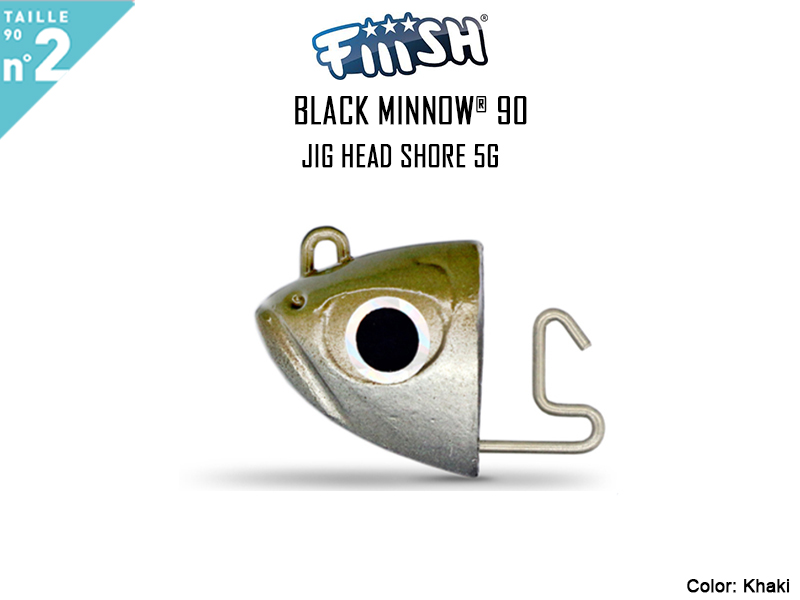 FIIISH Black Minnow 90 Jig Head Shore (Weight: 5gr, Color: Khaki, Pack: 2pcs)