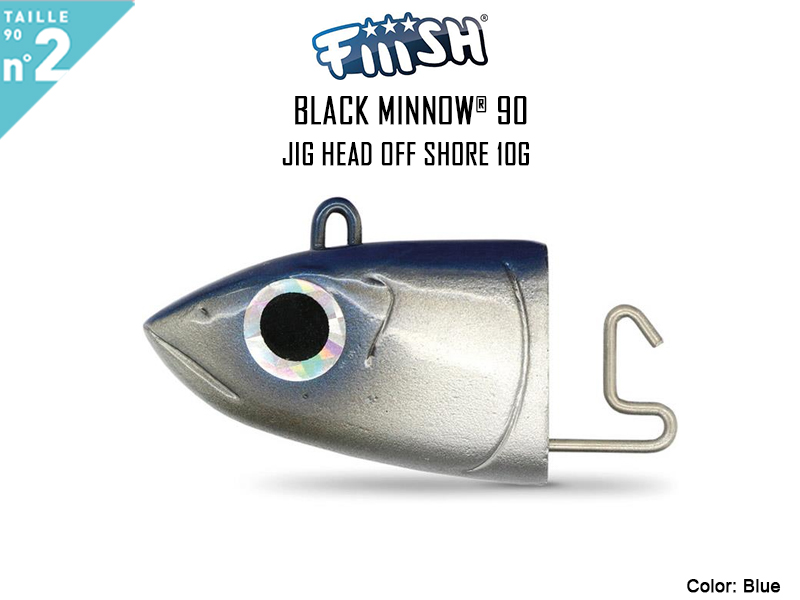 FIIISH Black Minnow 90 Jig Head Off Shore (Weight: 10gr, Color: Blue, Pack: 2pcs)
