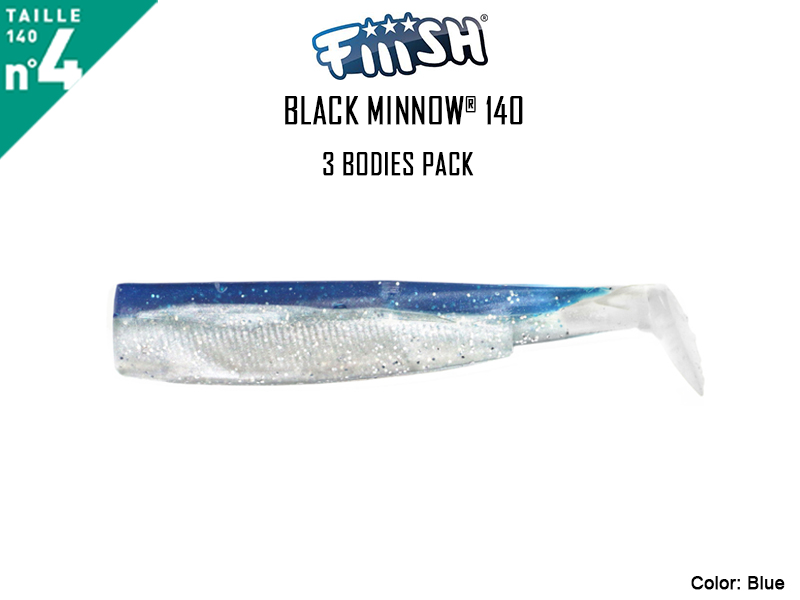 FIIISH Black Minnow 140 Bodies - 3 Bodies Pack ( Color: Blue, Pack: 3pcs)