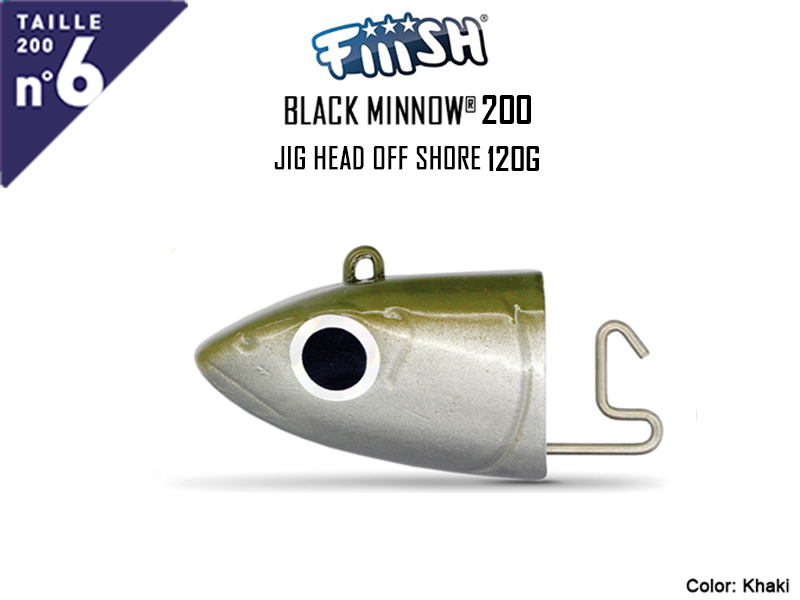 FIIISH Black Minnow 200 Jig Head Off Shore (Weight: 120gr, Color: Khaki, Pack: 1 pc)