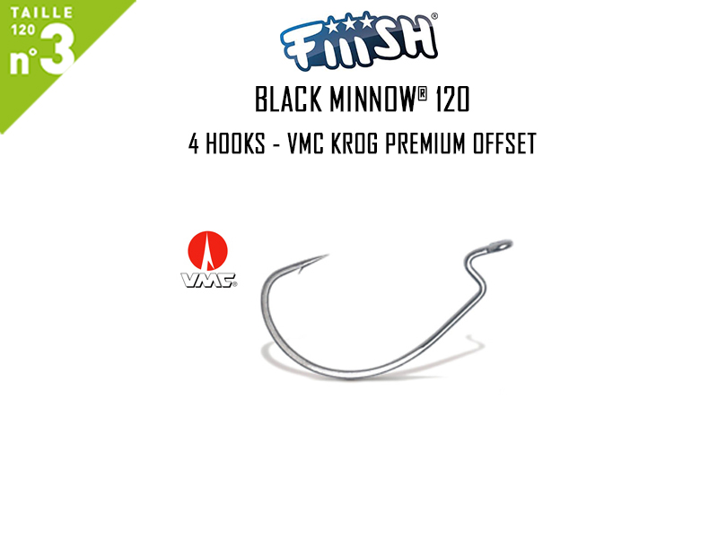 FIIISH Black Minnow 120 4 Hooks - VMC Krog Premium Offset ( Pack: 4pcs)