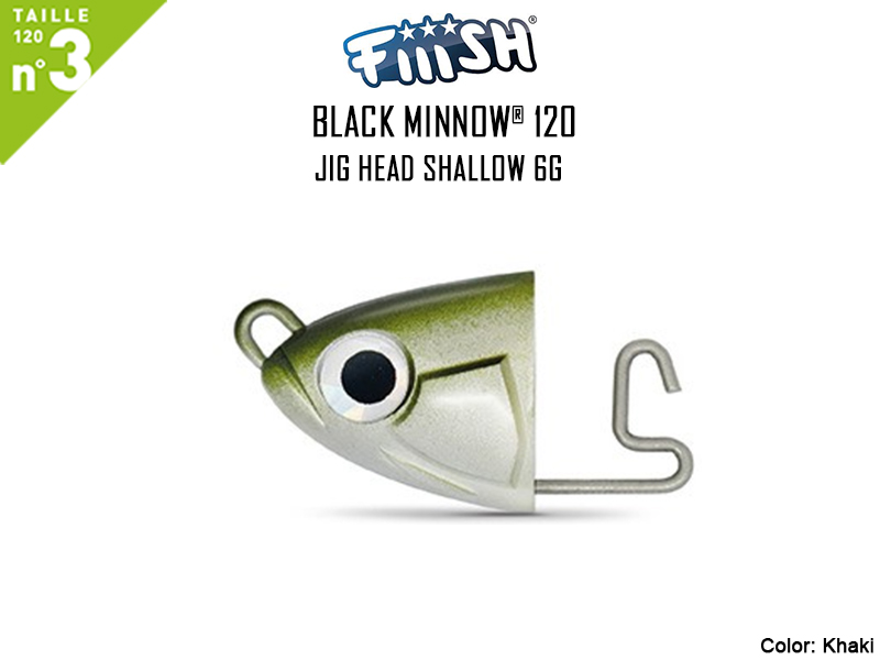 FIIISH Black Minnow 120 Jig Head Shallow (Weight: 6gr, Color: Khaki, Pack: 2pcs)