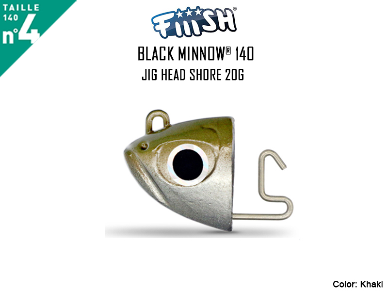FIIISH Black Minnow 140 Jig Head Shore (Weight: 20gr, Color: Khaki, Pack: 2pcs)