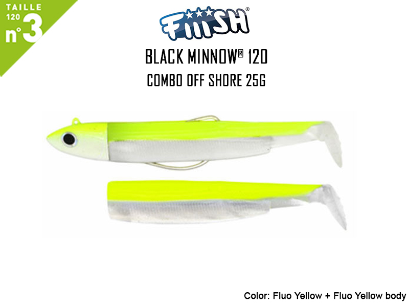 FIIISH Black Minnow 120 - Combo Off Shore (Weight: 25gr, Color: Fluo Yellow + Fluo Yellow body)