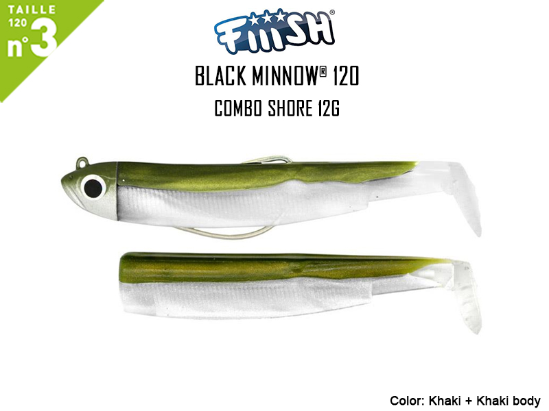 FIIISH Black Minnow 120 - Combo Shore (Weight: 12gr, Color: Khaki + Khaki body)