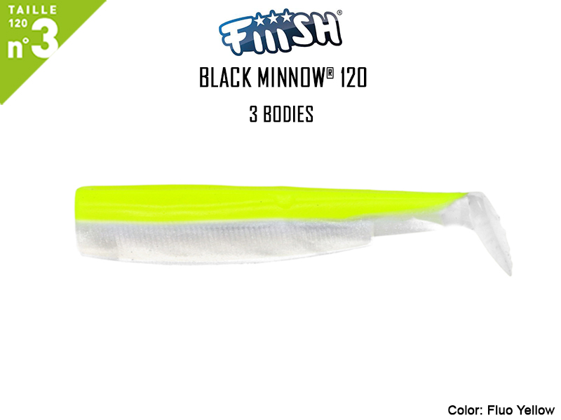 FIIISH Black Minnow 120 Bodies - 3 Bodies Pack (Color: Fluo Yellow, Pack: 3pcs)