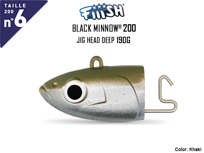 FIIISH Black Minnow 200 Jig Head Deep (Weight: 190gr, Color: Khaki, Pack: 1 pc)