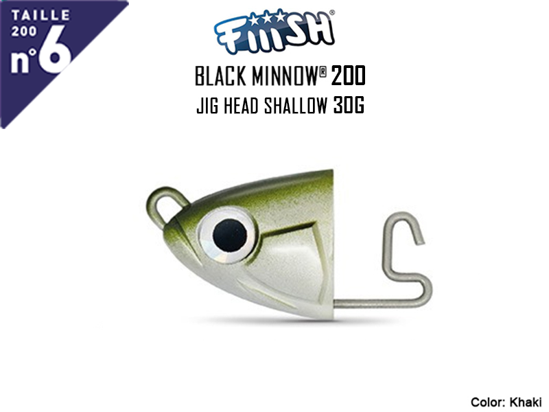 FIIISH Black Minnow 200 Jig Head Shallow (Weight: 30gr, Color: Khaki, Pack: 1 pc)