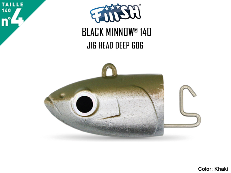 FIIISH Black Minnow 140 Jig Head X-Deep (Weight:80gr, Color: Khaki, Pack: 1pcs)