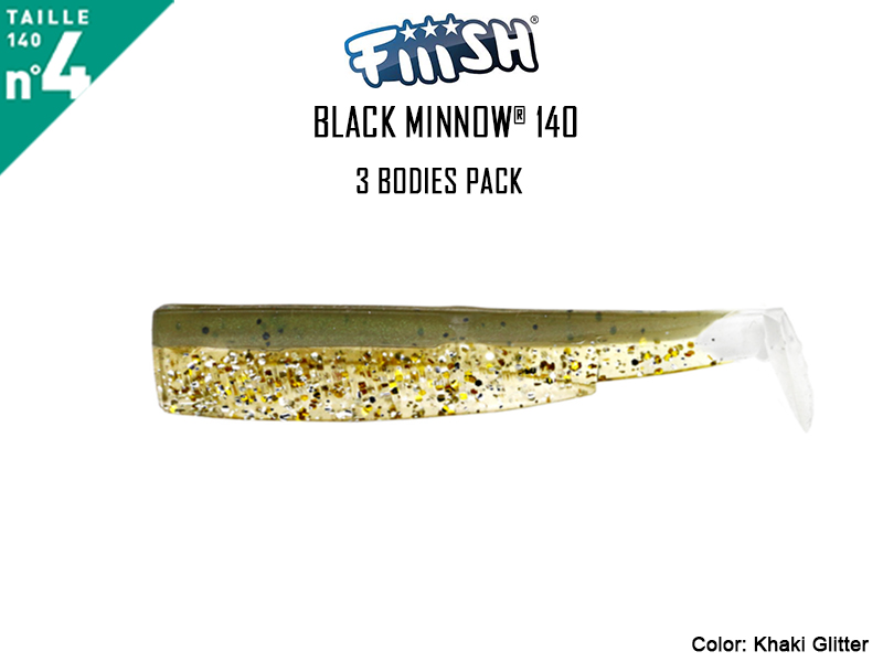 FIIISH Black Minnow 140 Bodies - 3 Bodies Pack ( Color: Khaki Glitter, Pack: 3pcs)