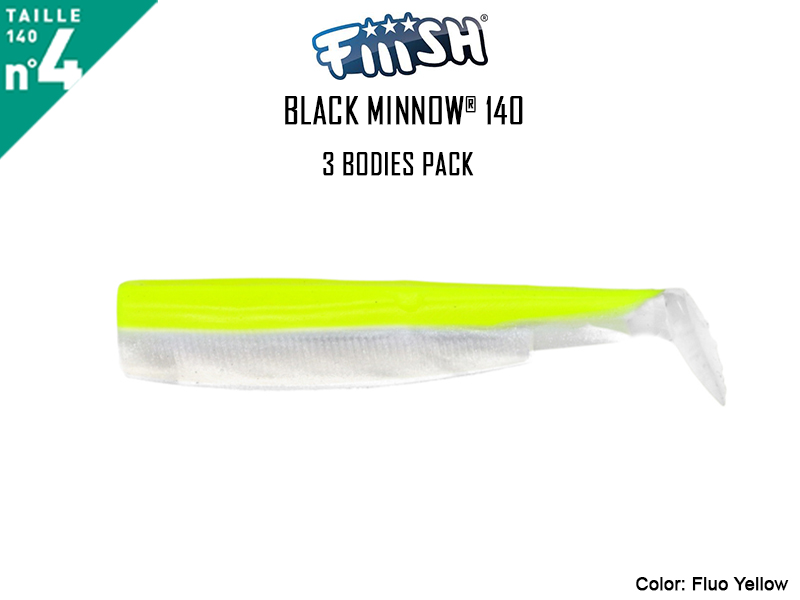 FIIISH Black Minnow 140 Bodies - 3 Bodies Pack ( Color: Fluo Yellow, Pack: 3pcs)