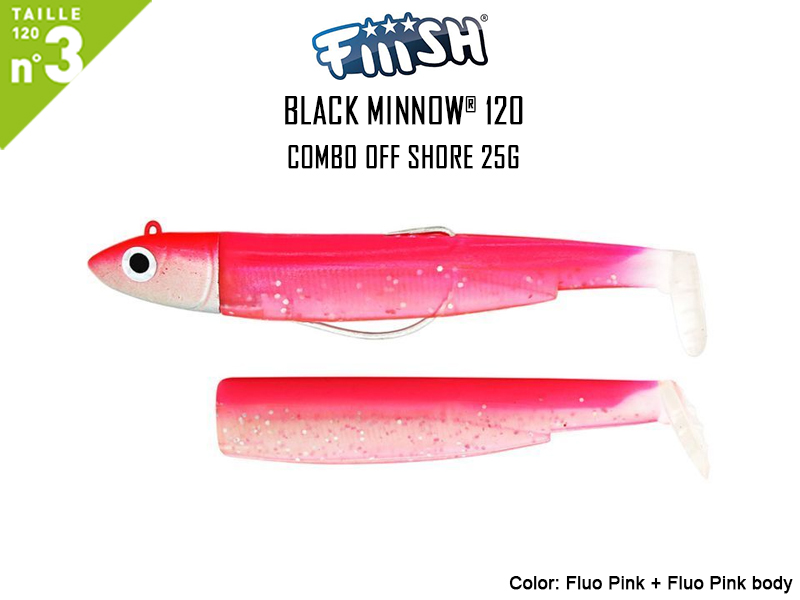 FIIISH Black Minnow 120 - Combo Off Shore (Weight: 25gr, Color: Fluo Pink + Fluo Pink body)