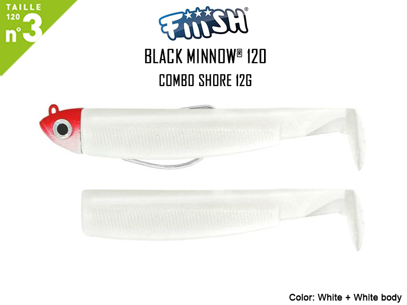 FIIISH Black Minnow 120 - Combo Shore (Weight: 12gr, Color: White + White body - Red head)