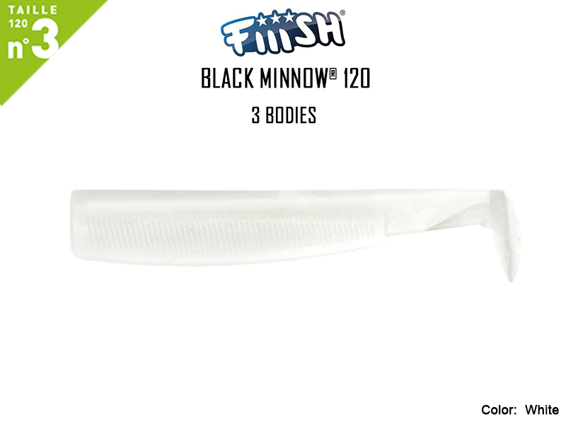 FIIISH Black Minnow 120 Bodies - 3 Bodies Pack (Color: White, Pack: 3pcs)