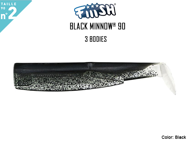 FIIISH Black Minnow 90 Bodies - 3 Bodies Pack ( Color: Black, Pack: 3pcs)