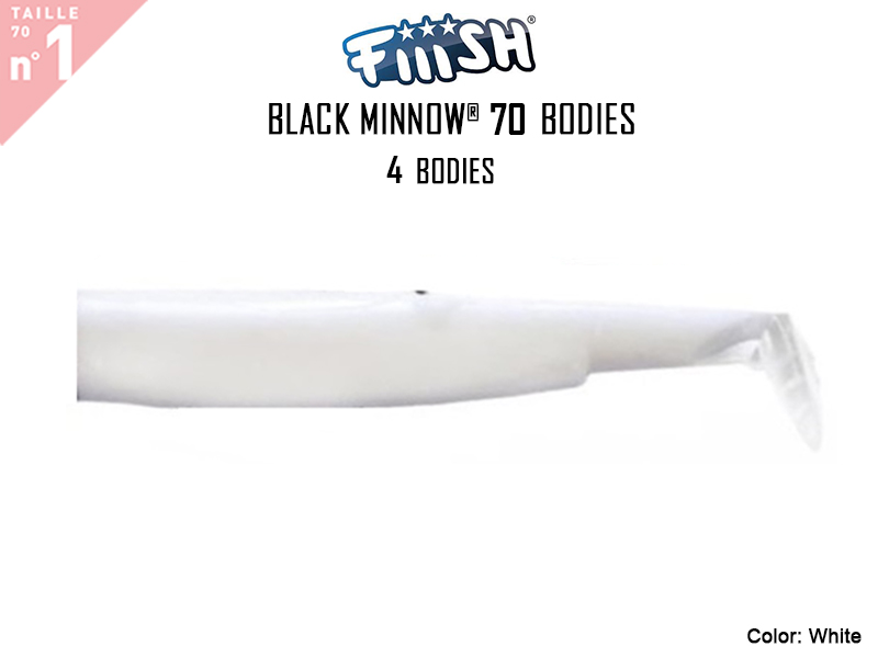 FIIISH Black Minnow 70 Bodies - 4 Bodies Pack ( Color: White, Pack: 4pcs)