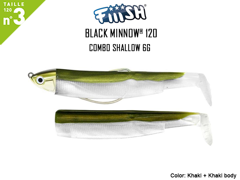 FIIISH Black Minnow 120 - Combo Shallow (Weight: 6gr, Color: Khaki + Khaki body)