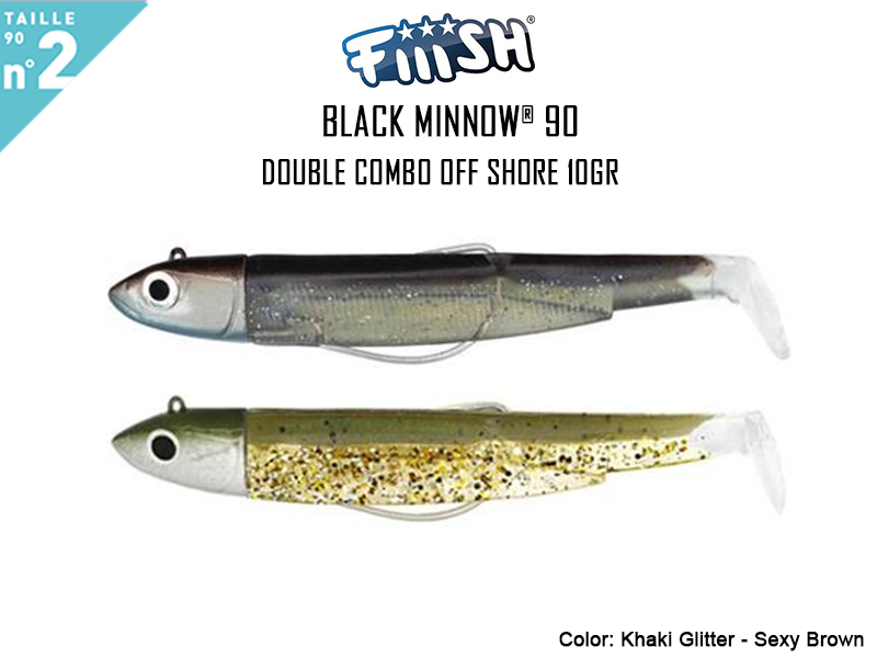 FIIISH Black Minnow 90 - Double Combo Off Shore (Weight: 10gr, Color: Khaki Glitter - Sexy Brown)