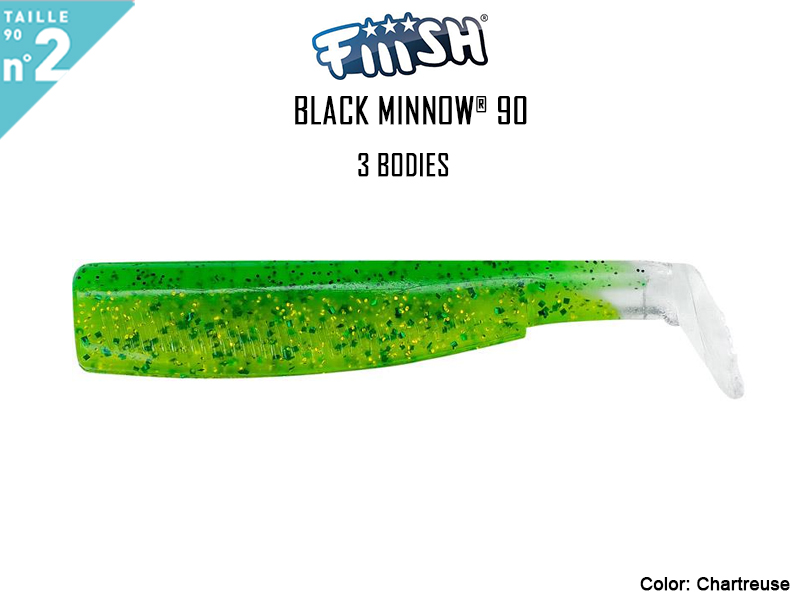 FIIISH Black Minnow 90 Bodies - 3 Bodies Pack ( Color: Chartreuse, Pack: 3pcs)