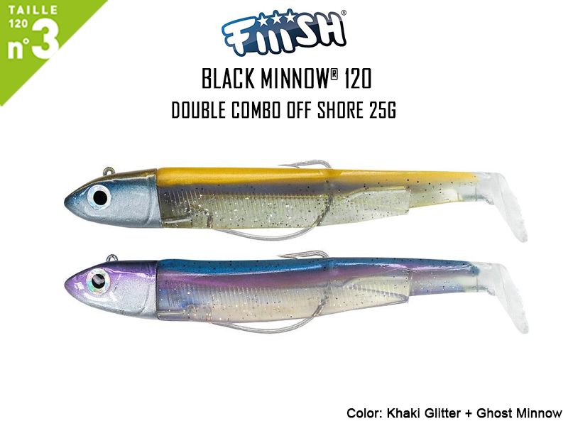 FIIISH Black Minnow 120 - Double Combo Off Shore (Weight: 25gr, Color: Gold/Blue Rattle + Rainbow Rattle)