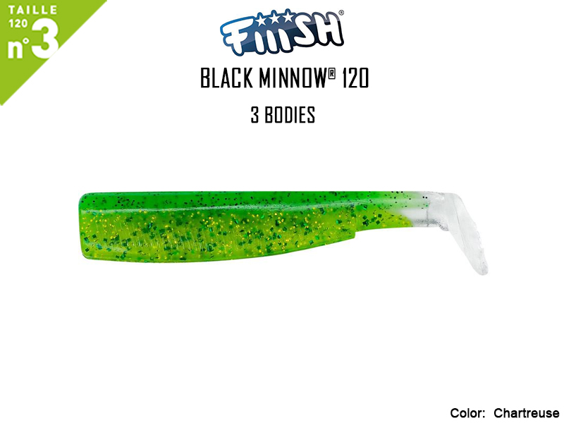 FIIISH Black Minnow 120 Bodies - 3 Bodies Pack (Color: Chartreuse, Pack: 3pcs)
