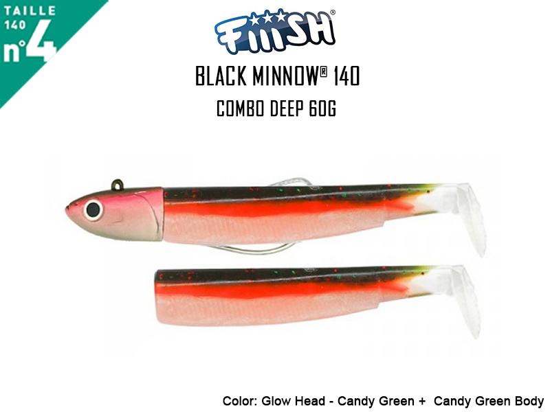 FIIISH Black Minnow 140 - Combo Deep (Weight: 60gr, Color: Glow Head - Candy Green + Candy Green Body)
