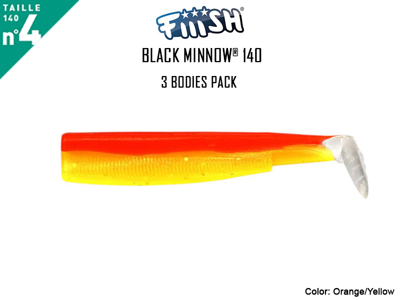 FIIISH Black Minnow 140 Bodies - 3 Bodies Pack ( Color: Orange/Yellow, Pack: 3pcs)