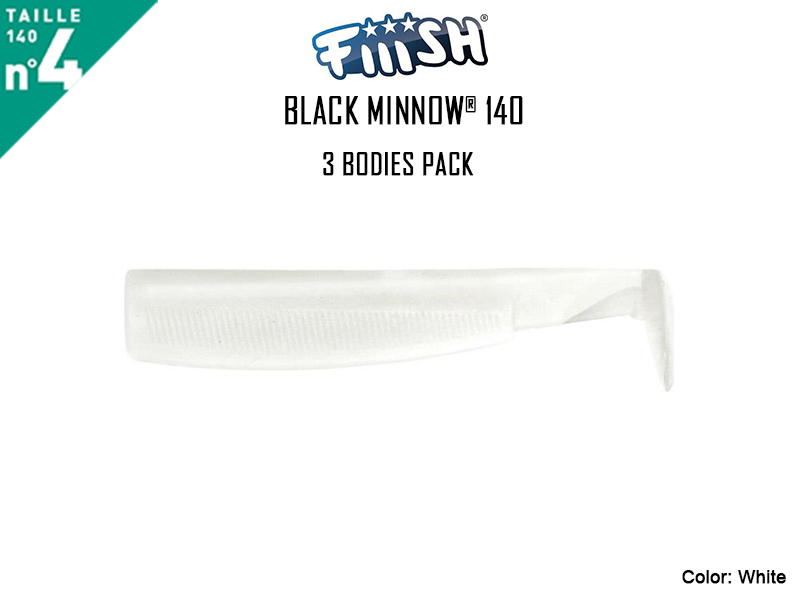 FIIISH Black Minnow 140 Bodies - 3 Bodies Pack ( Color: White, Pack: 3pcs)