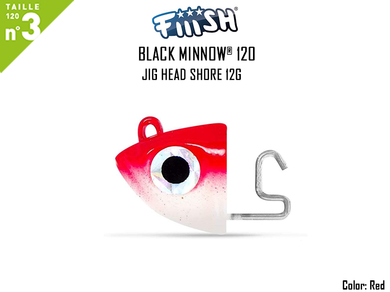 FIIISH Black Minnow 120 Jig Head Shore (Weight: 12gr, Color: Redi, Pack: 2pcs)
