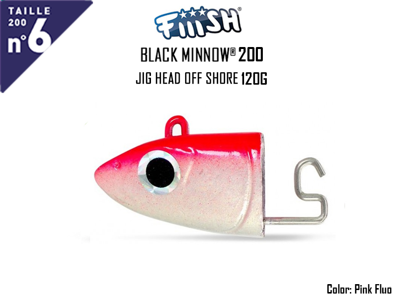 FIIISH Black Minnow 200 Jig Head Off Shore (Weight: 120gr, Color: Pink Fluo, Pack: 1 pc)