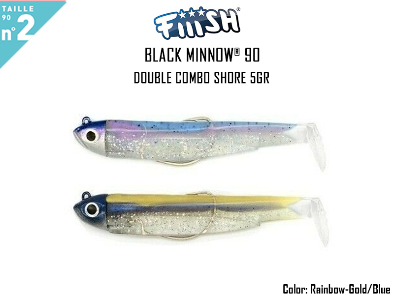 FIIISH Black Minnow 90 - Double Combo Shore (Weight: 5gr, Color: Rainbow- Gold/Blue)