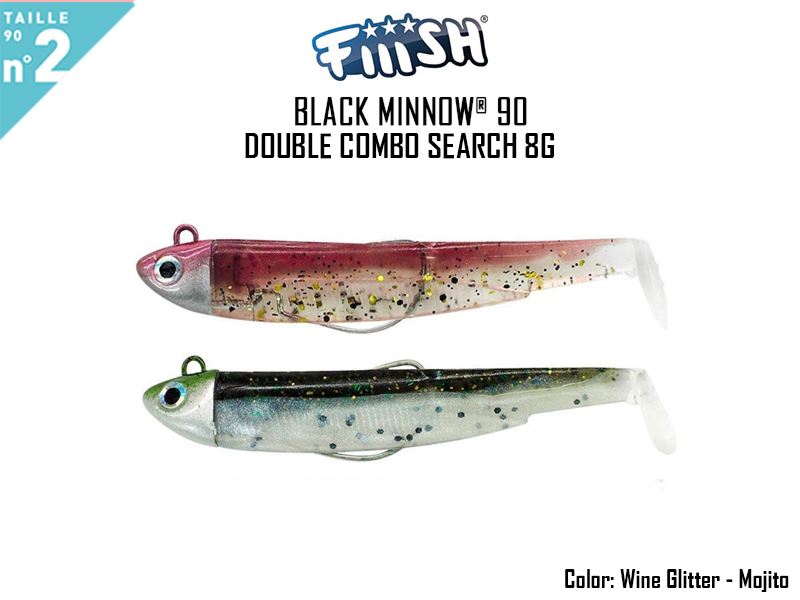 FIIISH Black Minnow 90 - Double Combo Search (Weight: 8gr, Color: Wine Glitter- Mojito)
