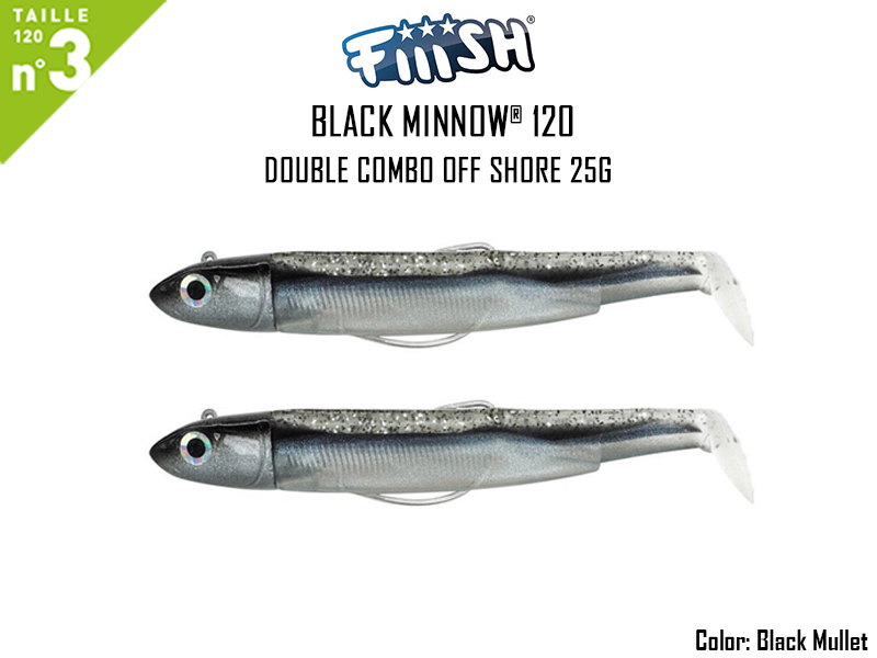 FIIISH Black Minnow 120 - Double Combo Off Shore (Weight: 25gr, Color: Black Mullet)