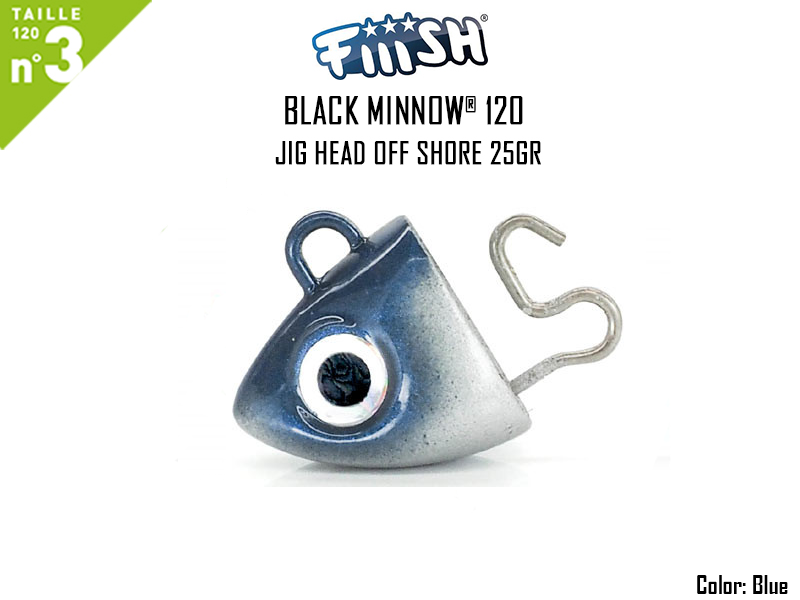 FIIISH Black Minnow 120 Jig Head Search (Weight: 18gr, Color: Blue, Pack: 2pcs)