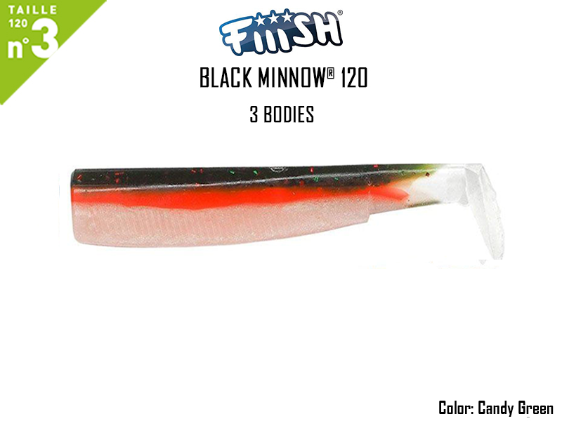 FIIISH Black Minnow 120 Bodies - 3 Bodies Pack (Color: Candy Green, Pack: 3pcs)