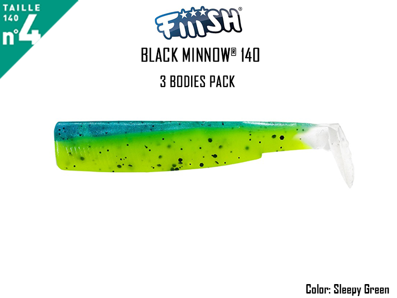FIIISH Black Minnow 140 Bodies - 3 Bodies Pack ( Color:Sleepy Green, Pack: 3pcs)