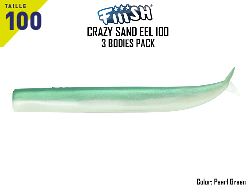 FIIISH Crazy Sand Eel 100 Bodies - 3 Bodies Pack ( Color: Pearl Green, Pack: 3pcs)