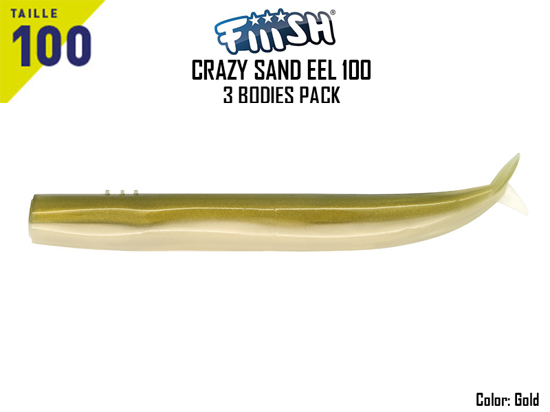 FIIISH Crazy Sand Eel 100 Bodies - 3 Bodies Pack ( Color:Gold, Pack: 3pcs)